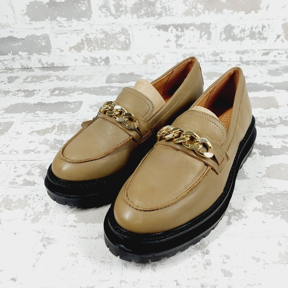 New Crevo Francine Taupe Leather Chunky Sole Slip On Loafers X27 - Picture 2 of 11